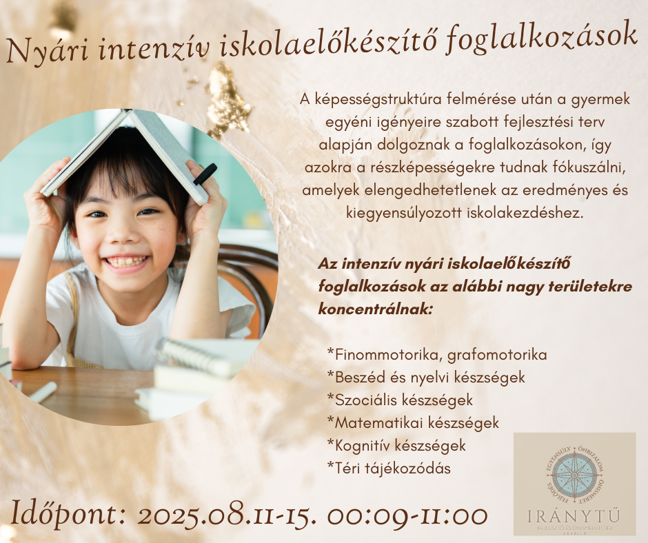 Nyári intenzív iskolaelőkészítő foglalkozások