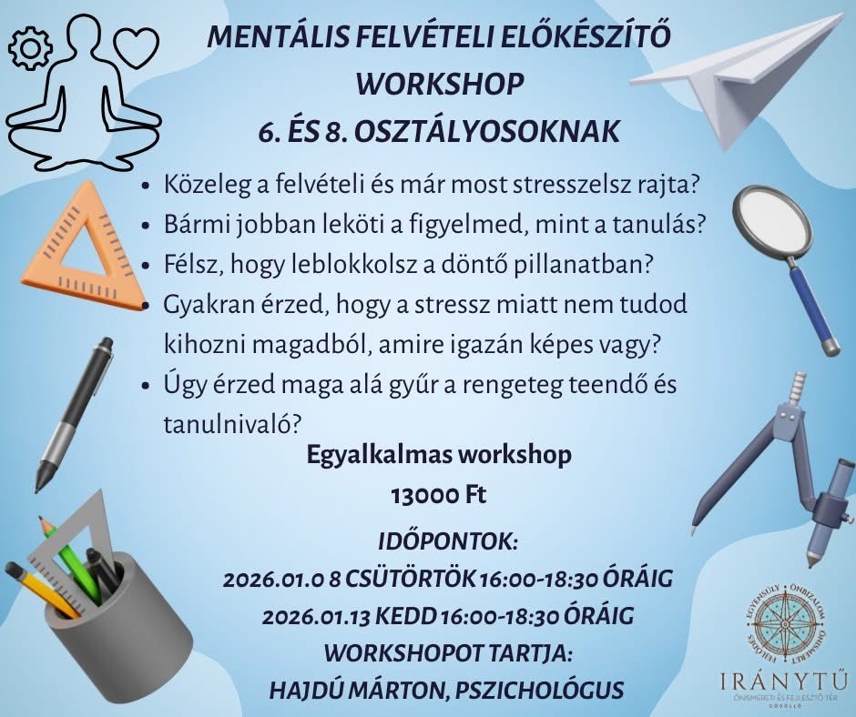 Mentális felvételi felkészítő workshop: